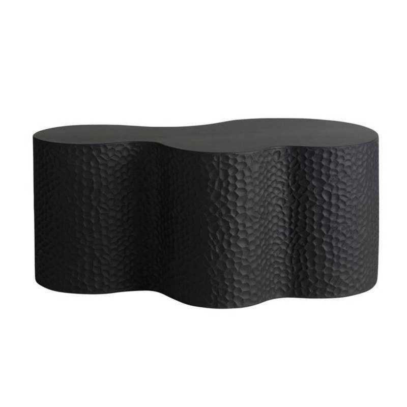 Indio Outdoor Free Form Coffee Table, Matte Black, 14" H x 37" L x 22" W