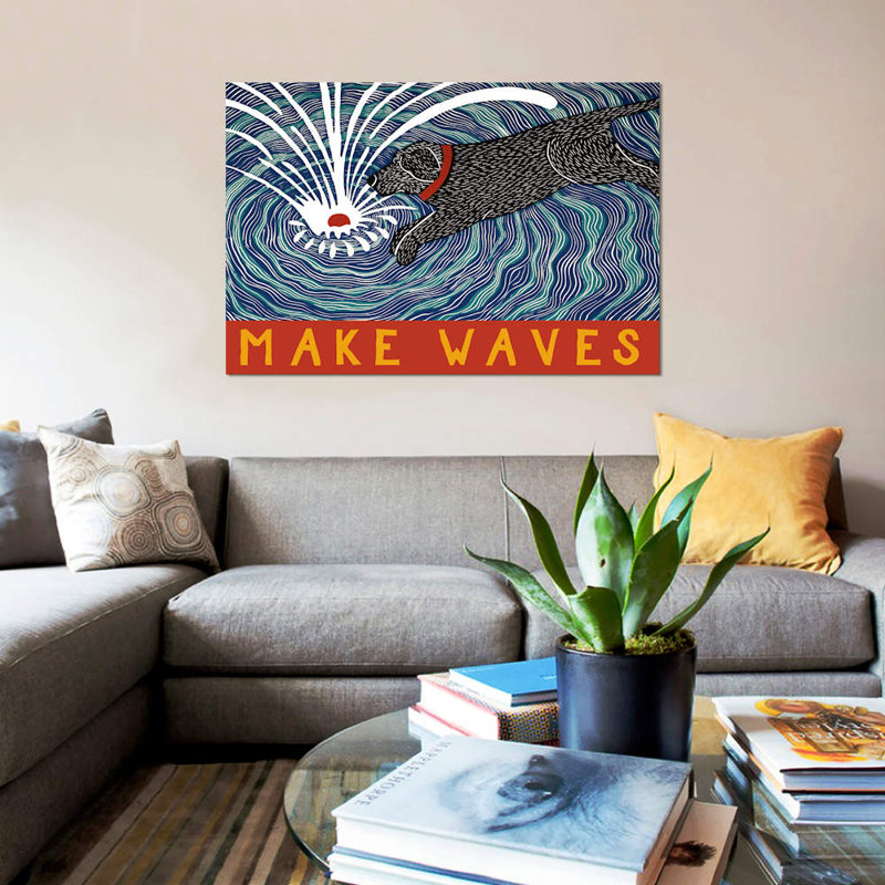 Make Waves With Banner by Stephen Huneck - Wrapped Canvas Print, 66.04 cm H x 45.72 cm W x 1.91 cm D