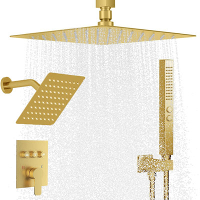 Systèmes de douche avec douche à effet pluie et douchette à main double 12 + 6 po