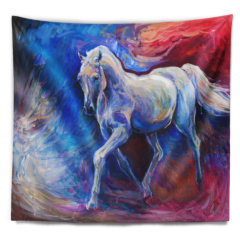 Tapisserie blue horse Animal, H 32 po x l 39 po