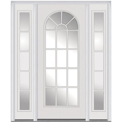 Porte d'entrée pré-suspendue en fibre de verre préfinie lisse
