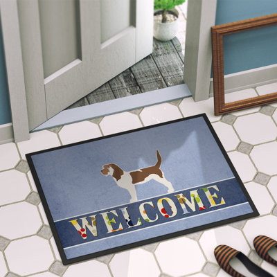 Tapis d’extérieur anti-dérapant à basset griffon bruxellois grand vendéen welcome