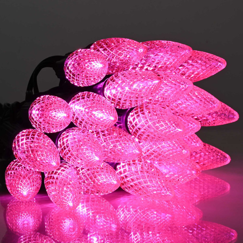  Paquet de 25 ampoules de Noël DEL C9 de remplacement homologuées UL, Rose