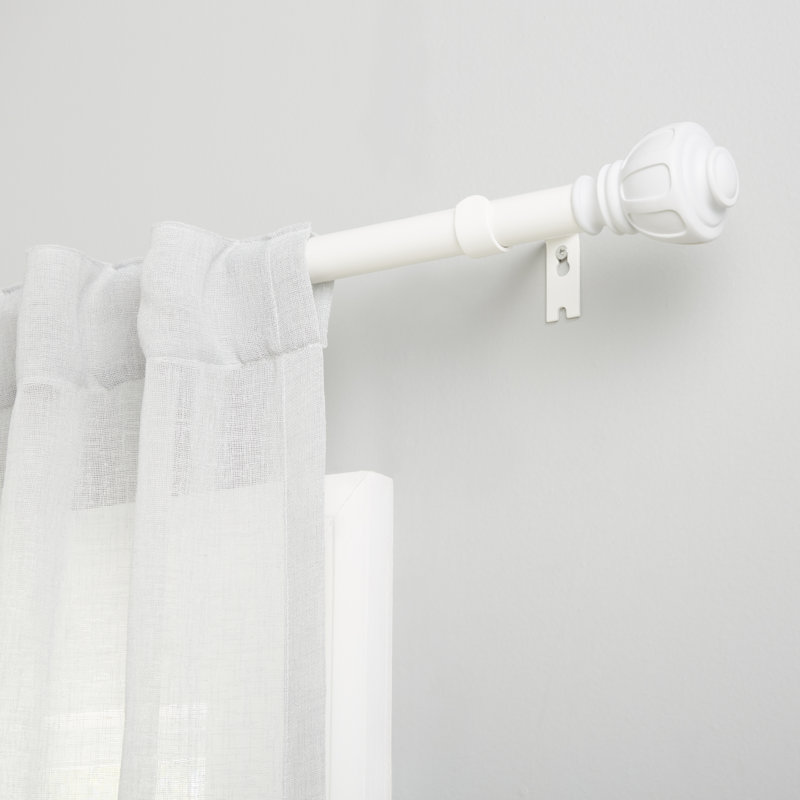 Adjustable Single Curtain Rod, Off White