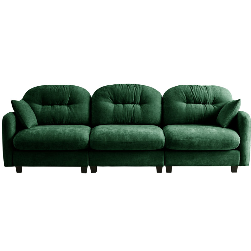 Canapé d'angle modulaire trois places en tissu chenille doux, design incurvé élégant et ergonomique pour chambre ou salon, avec , , espaces de coussins