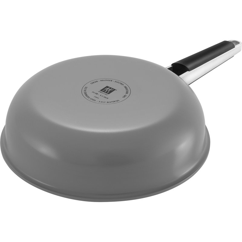 ZWILLING Pure 9.5-Inch Stainless Steel Ceramic Nonstick Fry Pan, Green, 9.5", Gray