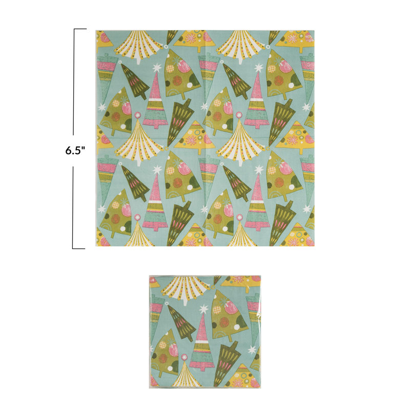 Festive Christmas Tree Square Paper Napkins