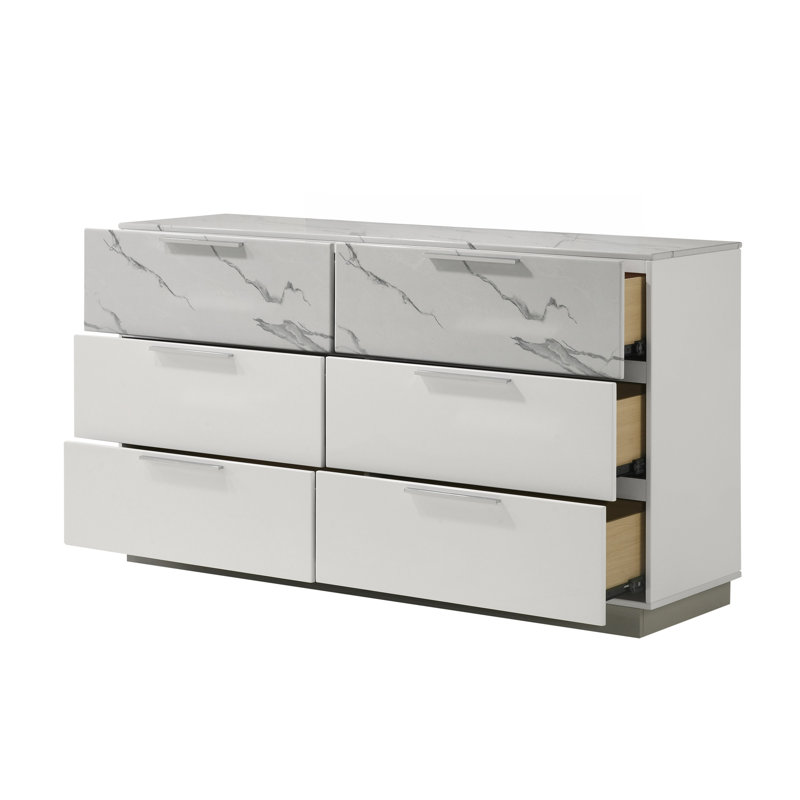 Commode 6 tiroirs Woodbridge - blanc