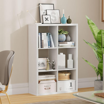 Bibliothèque ouverte à 6 cubes et rangement modulaire en bois d'ingénierie pour le salon, la chambre à coucher et le bureau personnel