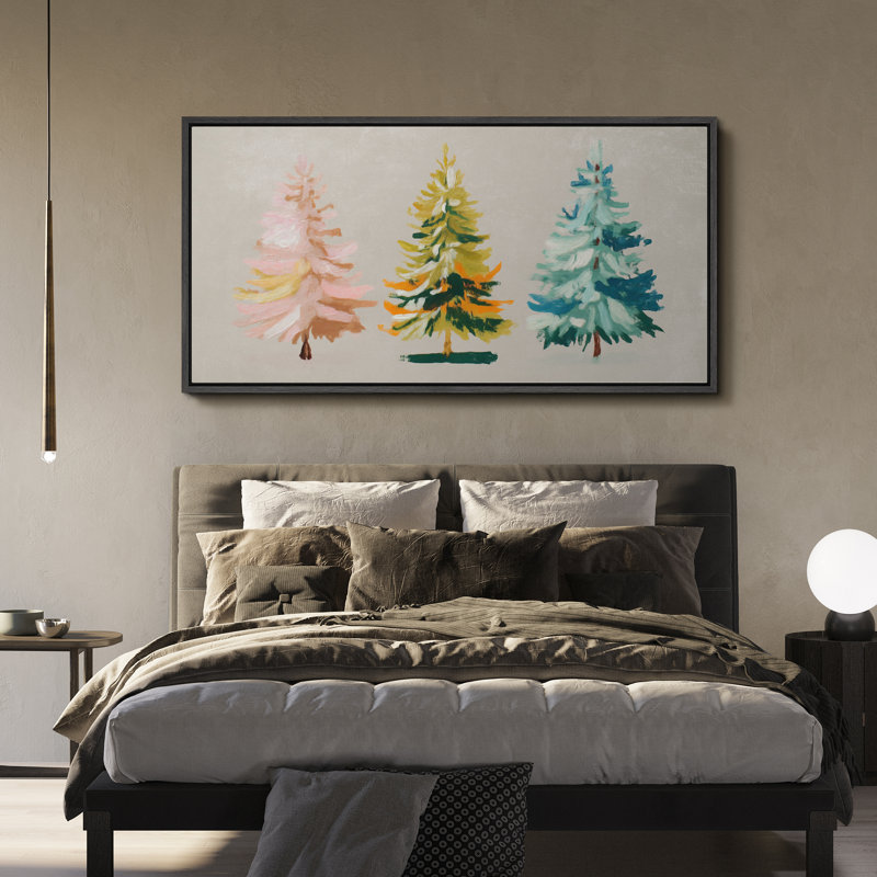 "Pastel Coloured Christmas Tree", très grandes photos, impression sur toile encadrée, H 30 po x l 60 po, Noir