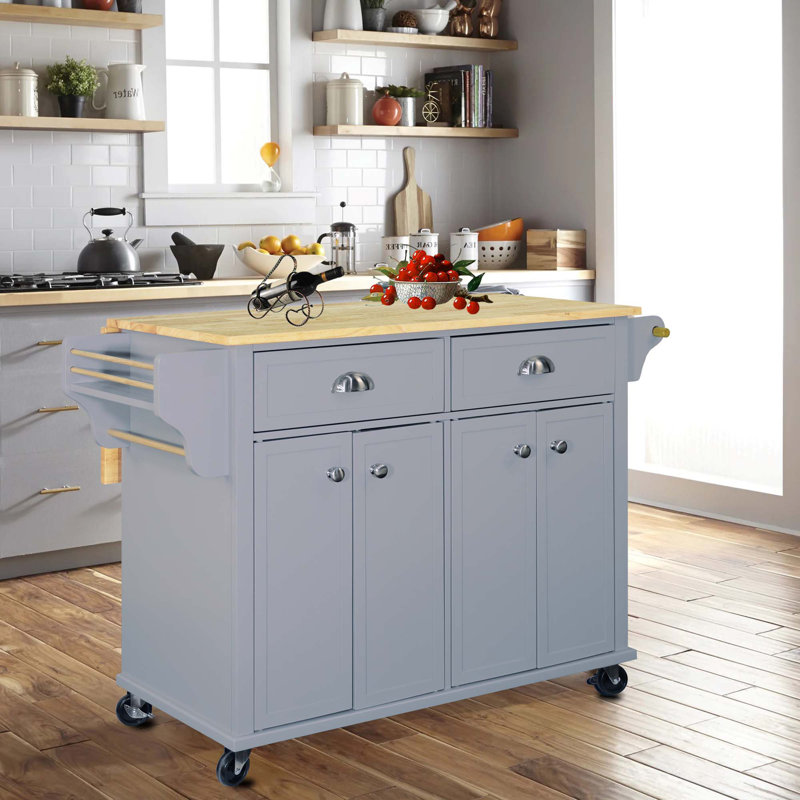 Îlot de cuisine avec rangement en bois naturel Cambridge