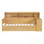 Lit de jour simple en bois avec tablettes de rangement, deux tiroirs et bureau d'étude-295815893-295815721
