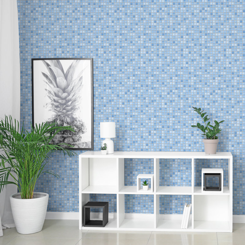Fountain Square Blue 12" x 12" Porcelain Mosaic Floor and Wall Tile