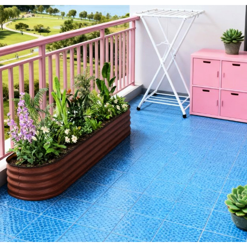 Metal Planter,Metal Planter Box With Safety Edging,Galvanized Raised Garden Bed Kit, Dark Brown