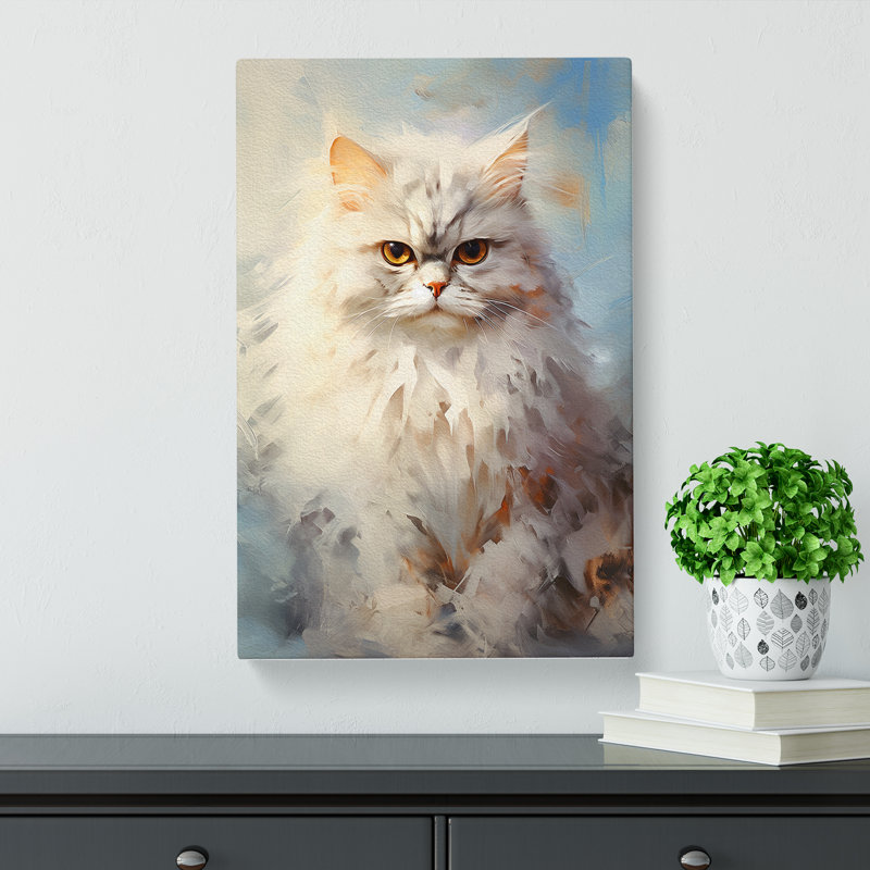 Persian Cat Gestural No.3 - Wrapped Canvas, 76cm H x 50cm W x 3cm D