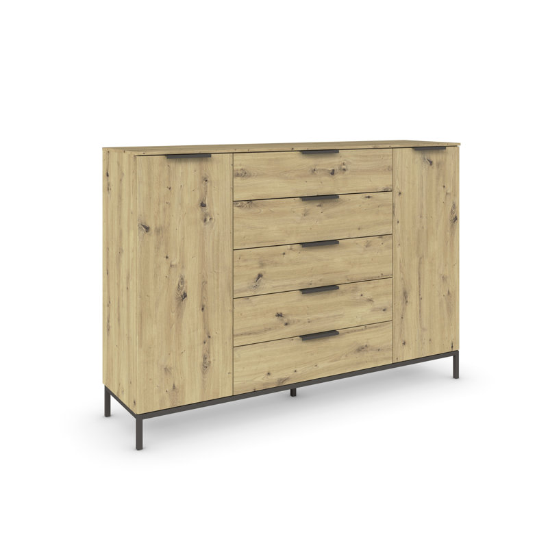 5 - Drawer Chest of Drawers, Oak/Graphite