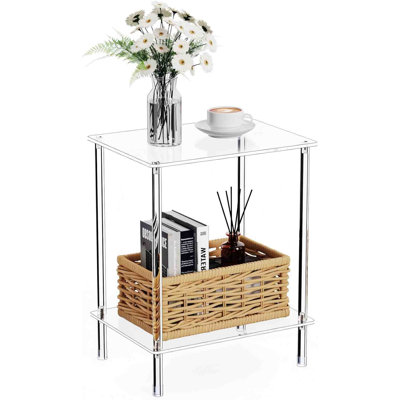 Clear Acrylic Side Table,2 Tier 1-Pack