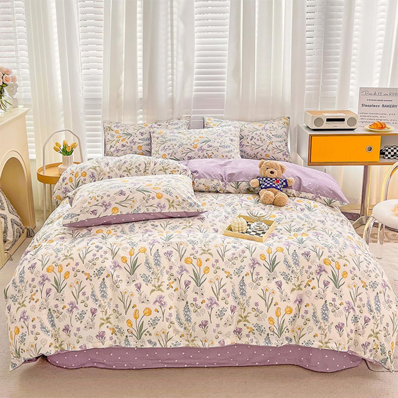 Housse de couette Flower Bedding, Housse de couette grand et 2 taies d'oreiller stan