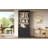 Tall Bookshelf with with 3 pieces LED Lighting, Modern Bookcase with Sliding Doors and Open Shelves,Storage Bookshelf for Living Room,Home Office,Black