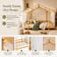 Lit cabane complet avec baldaquin, guirlande lumineuse et barrières de sécurité, lit plateforme en bois pour enfants avec sommier à lattes, sans sommier tapissier nécessaire-972769380