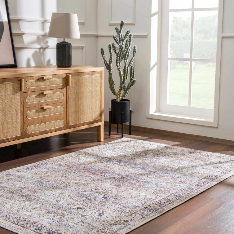 Tapis oriental vert lavable à la machine Jaelyne Boho