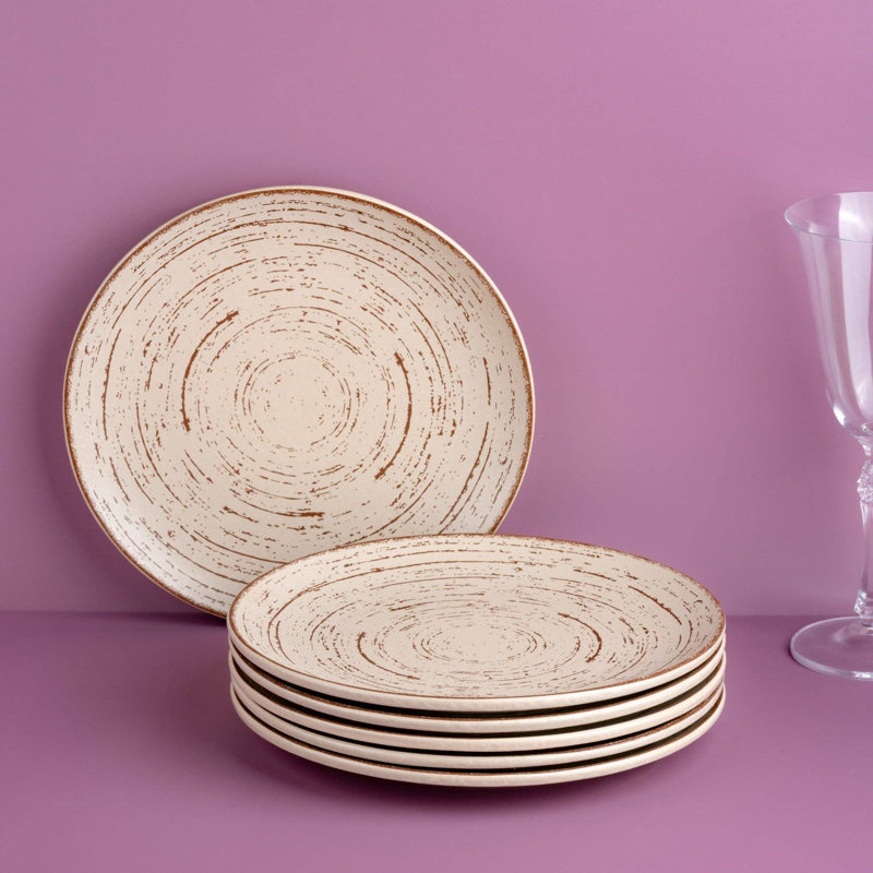 Assiette ronde sans rebord en porcelaine de qualité supérieure Tornado-Sand Sand Dollar, 9,45 po x 9,45 po x 0,98 po, Oursin