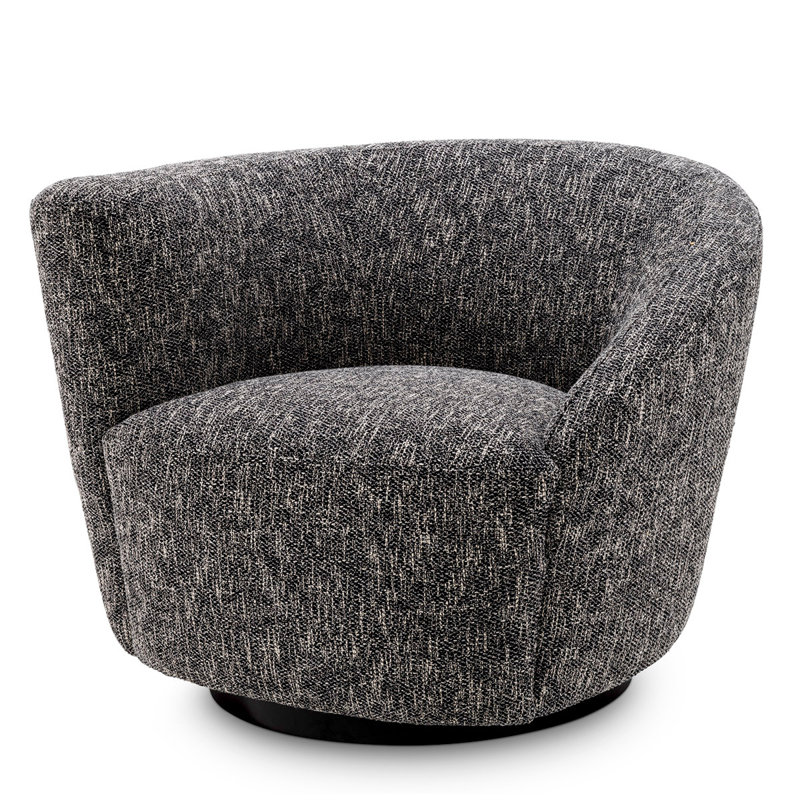 Fauteuil demi-tonneau pivotant rembourré Colin, Mélange de polyester noir Cambon