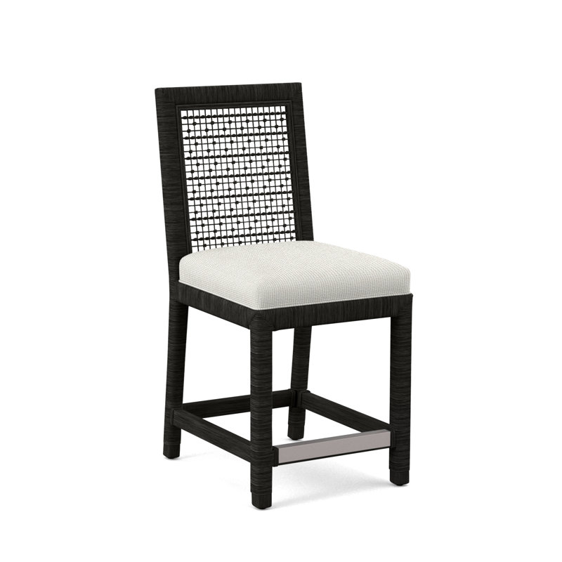 Pine Isle 24" Counter Stool, Sunbrella Beige Pinstripe; 6205-74, Antique Black