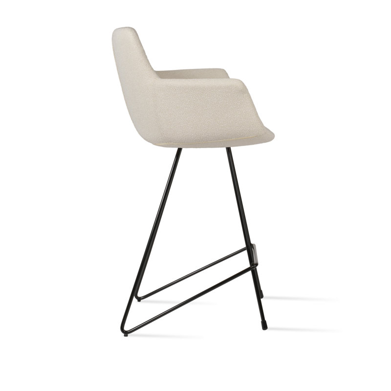 Tabouret de bar et de comptoir pour chat Bottega, Tabouret de bar (siège d'une hauteur de 29 po), Noir, Blanc cassé