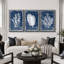 «Minimal Botanical», feuilles de la jungle bleue, art nautique corail, impression sur toile, 3 pièces-91260193-91260194