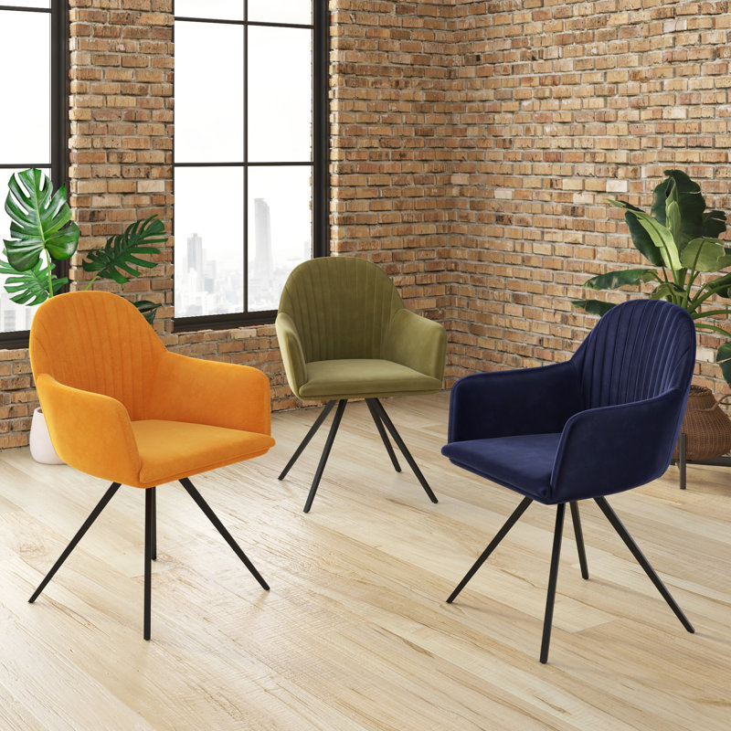 Sapphire Blue Velvet Upholstered Swivel Dining Chair