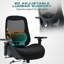 Grand et grand fauteuil de bureau avec coussin de siège large et épais pour les personnes lourdes Chaises de bureau ergonomiques en maille d'ordinateur avec accoudoirs 4D, support lombaire réglable pour adultes 8 heures de travail