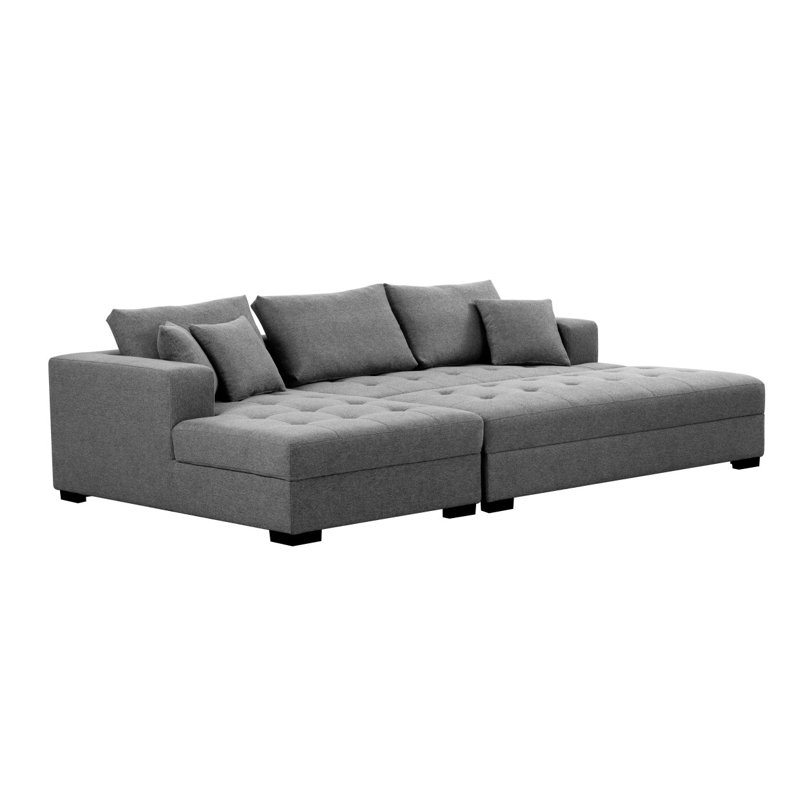 Ensemble de canapé modulaire en L capitonné à 3 sièges en L de 111 po Modern, Gris foncé