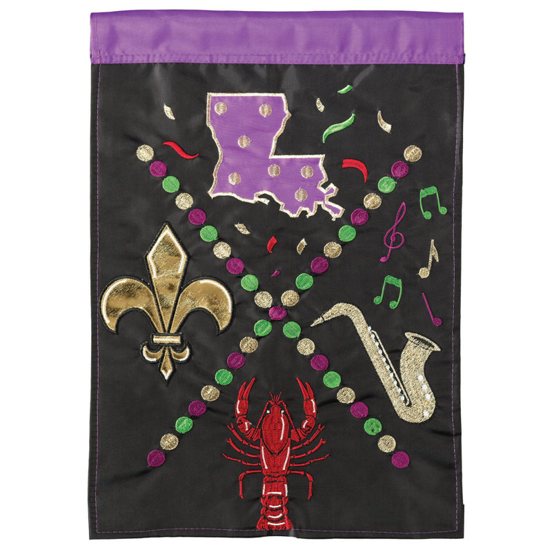 Double Sided Polyester Mardi Gras Garden Flag, 18" H x 13" W