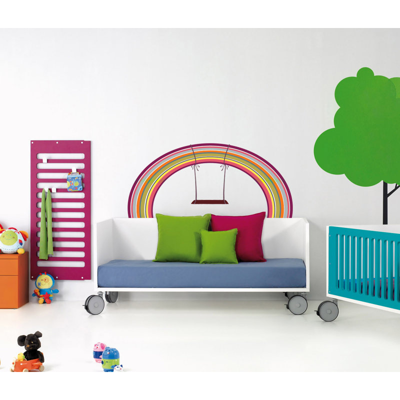 Adhésif décoratif arc-en-ciel pour enfants avec motif de balançoire - Autocollant mural coloré pour chambre de bébé et salle de jeux GD520