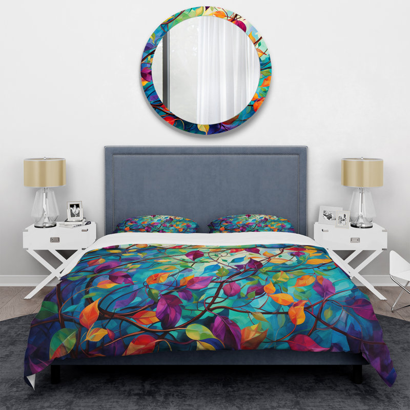Ensemble d'édredon 4 pièces Modern - Ensemble de literie et coussin décoratif multicolore