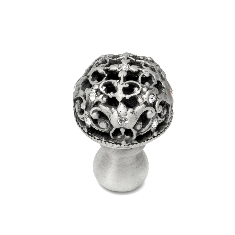 Poignée ronde Juliane Grace avec 13 cristaux Swarovski transparents , Satin