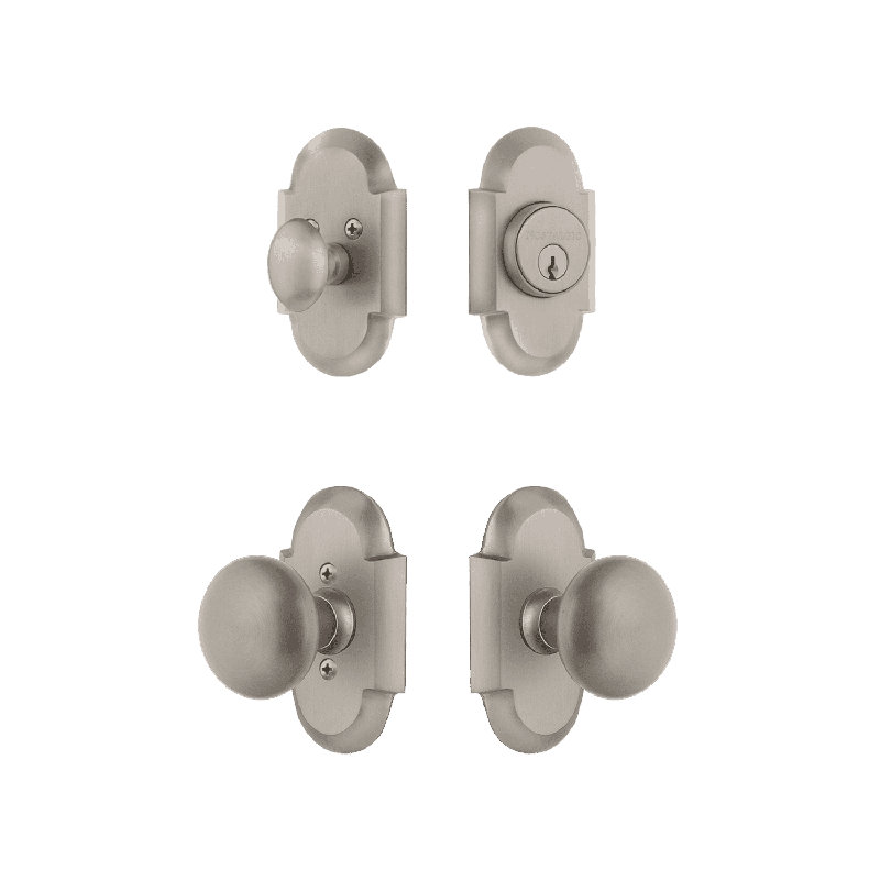 Nostalgic Warehouse Cottage Entry Set with New York Knob, Satin Nickel, 2.375