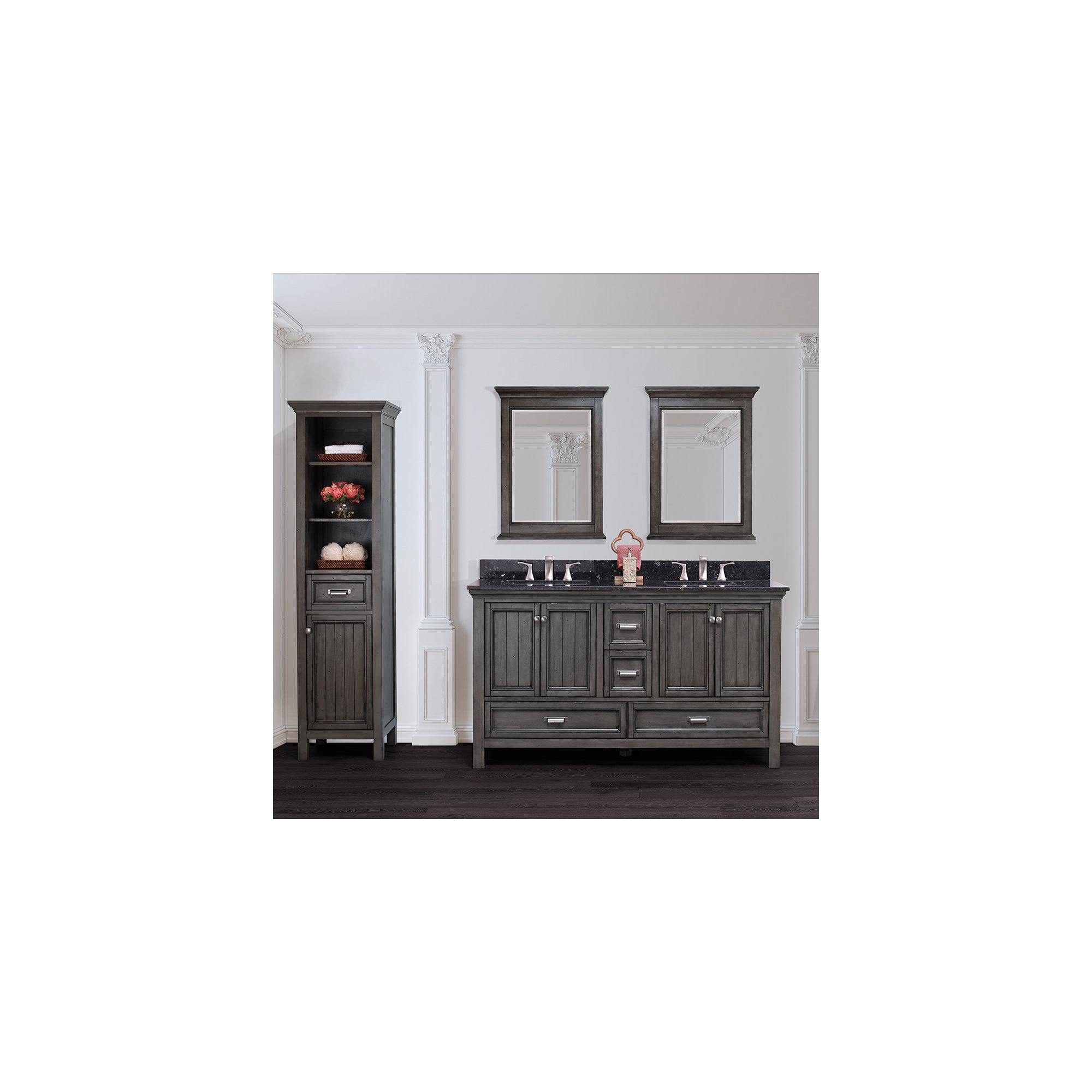 Nardi Linen Cabinet, Distressed Gray