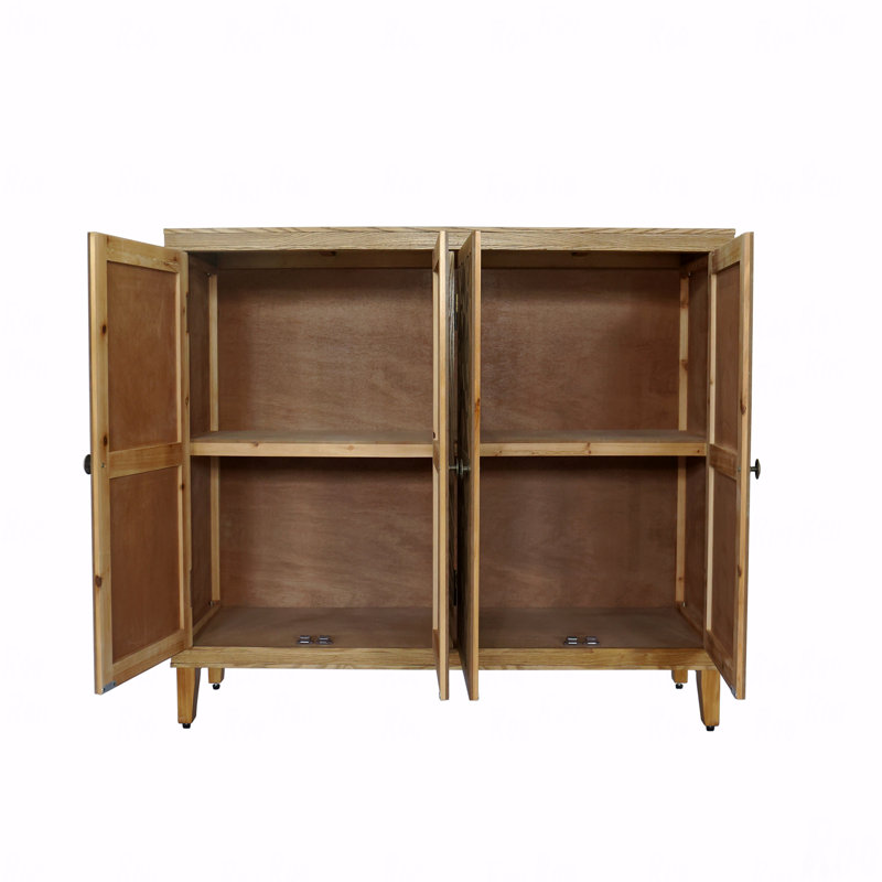 Buffet, bois, 59 po, 4 portes, 59 po brun avec portes, naturel, média, console