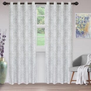 Magnol HausHome Jacquard Damask Semi-Sheer Grommet Curtain Panels (Set of 2)