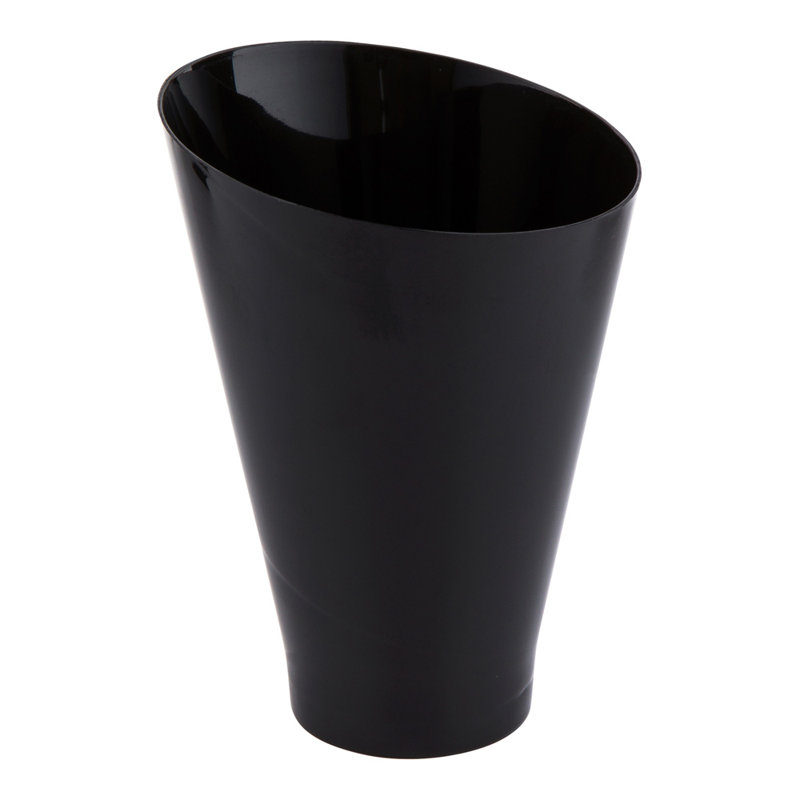 Restaurantware-7 Ounce Plastic Glasses, 100 Round Incline Shooter Cups- Disposable, Sturdy, Black Plastic Round Bowls, Unique Design, For Soups, Appetizers, Or Desserts