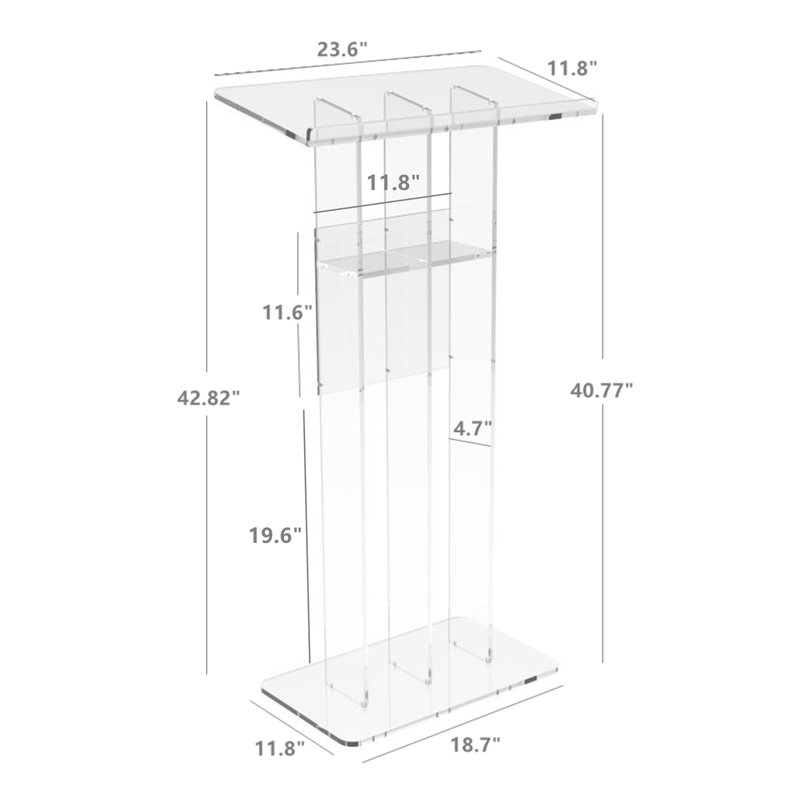 Clear Plexiglass Full-Size Podium with Acrylic Panel