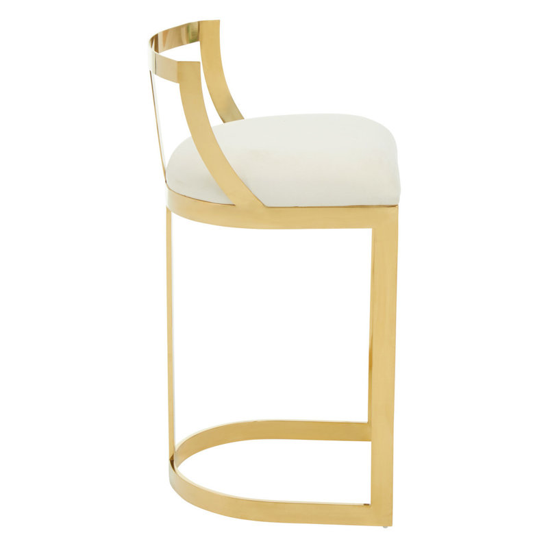 Roncy Upholstered Counter Stool with Metal Frame, Ivory