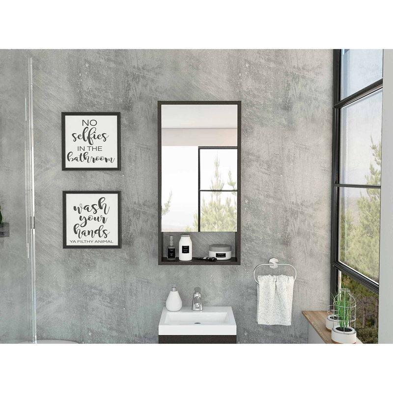Rectangle Medicine Cabinet With Mirror, Black