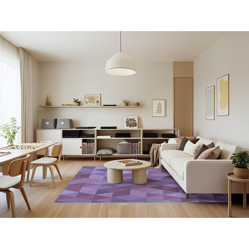 Tapis mauve à motif géométrique Branford, Rectangle 7 pi x 9 pi