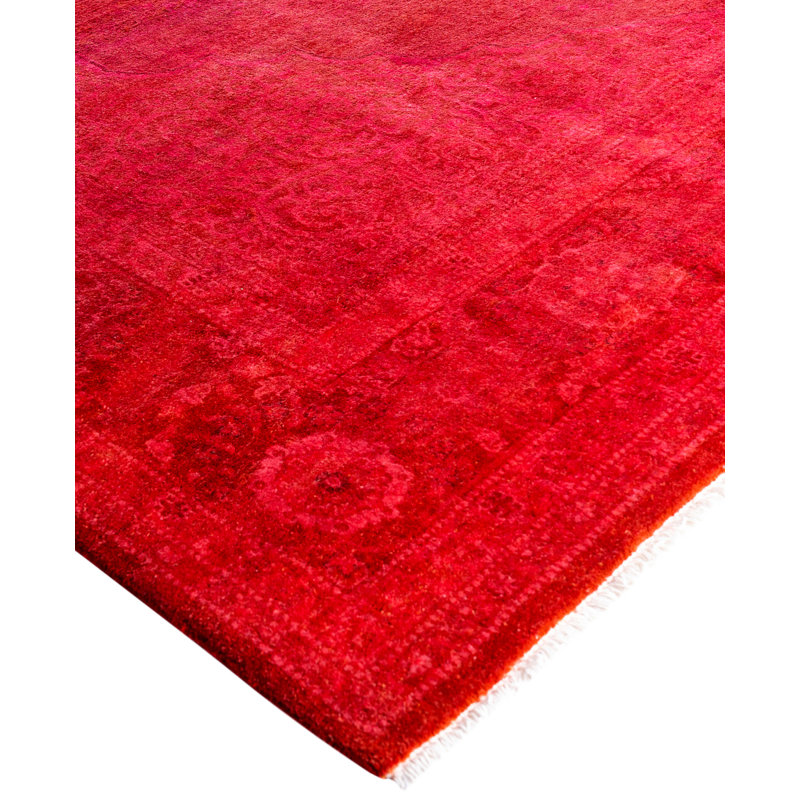 Overdyed Hand-Knotted Wool Modern-Contemporary Pink Area Rug 6' 0" x 9' 1"