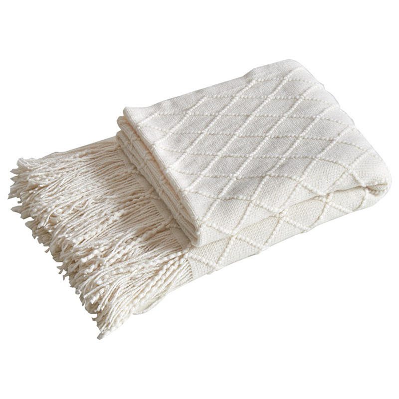 Knitted Throw Blanket, Ivory