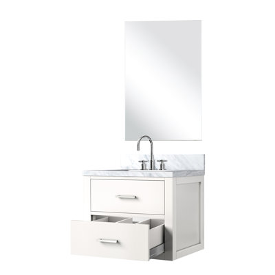 Meuble-lavabo simple blanc, l 24 po x P 18 po, comptoir en acrylique, robinet, 18 po Ensemble de meuble-lavabo avec robinet et ensemble miroir