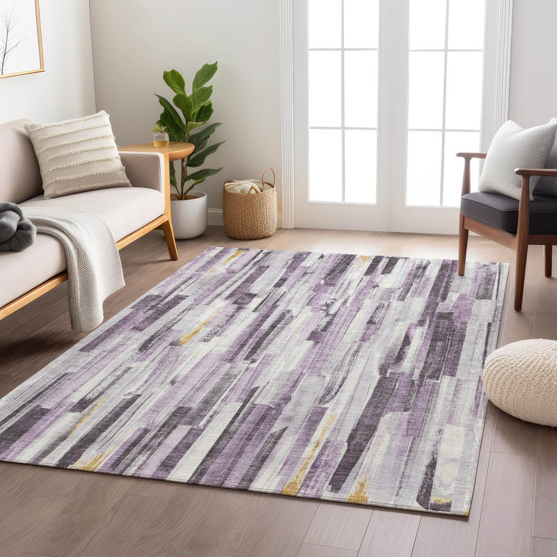 Machine Washable Indoor/Outdoor London ACN2255 Stripes Rug, Rectangle 10 pi x 14 pi